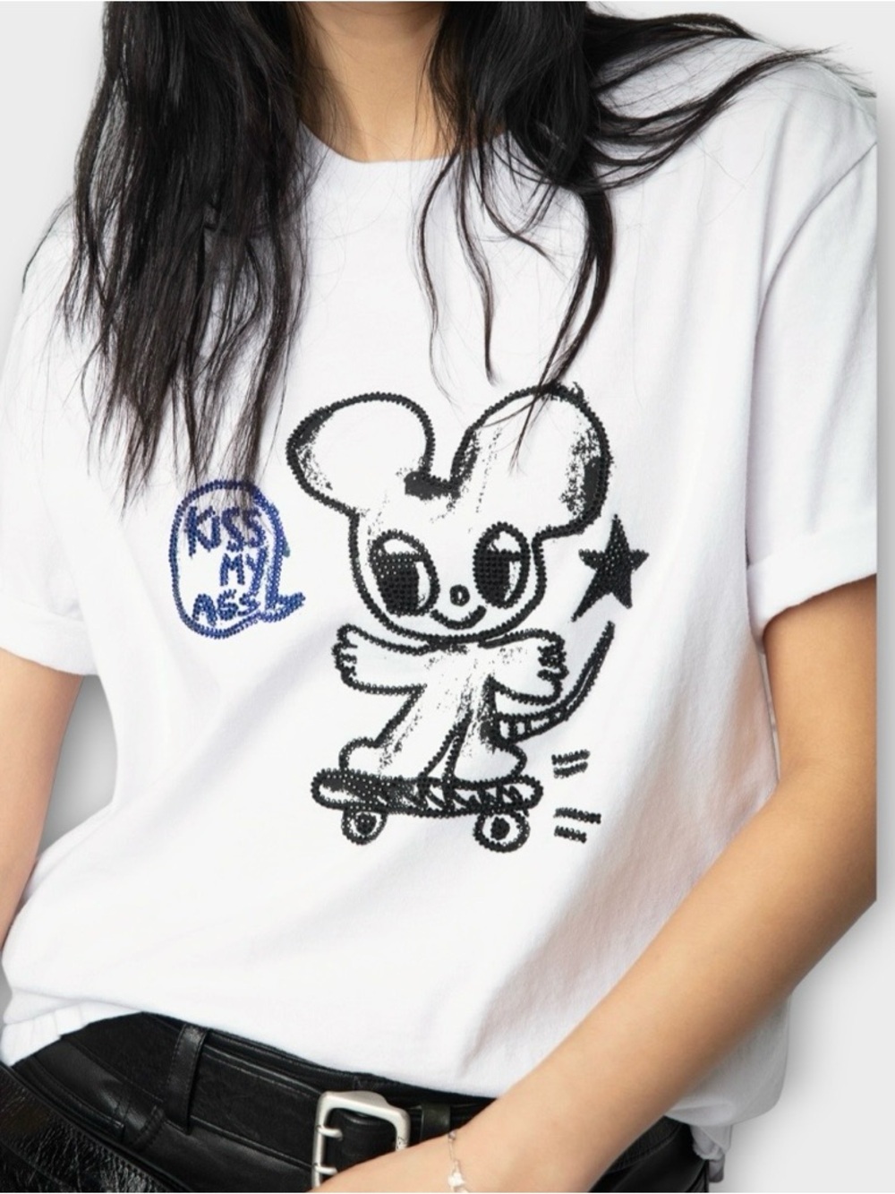 Zadig & Voltaire Graphic Tee NWT White Cotton Skate Cartoon Parisian Cool Shirt - Picture 2 of 10